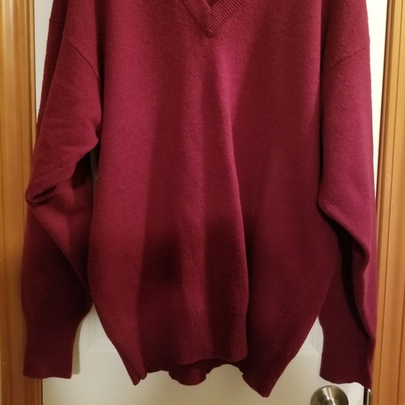 Burgandy Lambswool V-Neck Sweater - Picture 2 of 5
